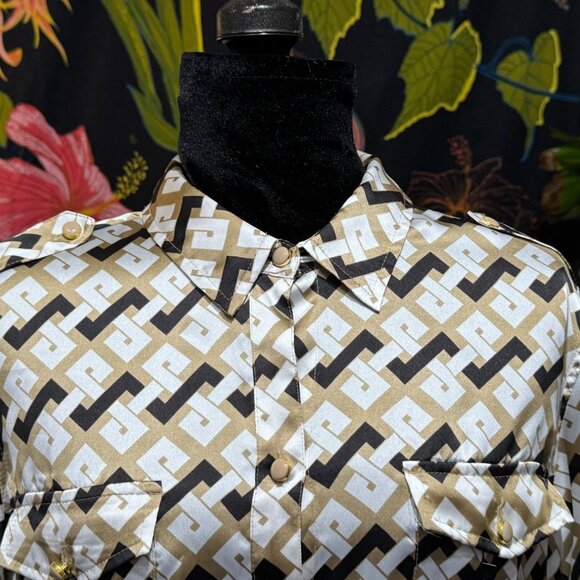 JONES NEW YORK Signature Button-Down Pointed Collar Blouse, Geometric Multi, L - Picture 9 of 16